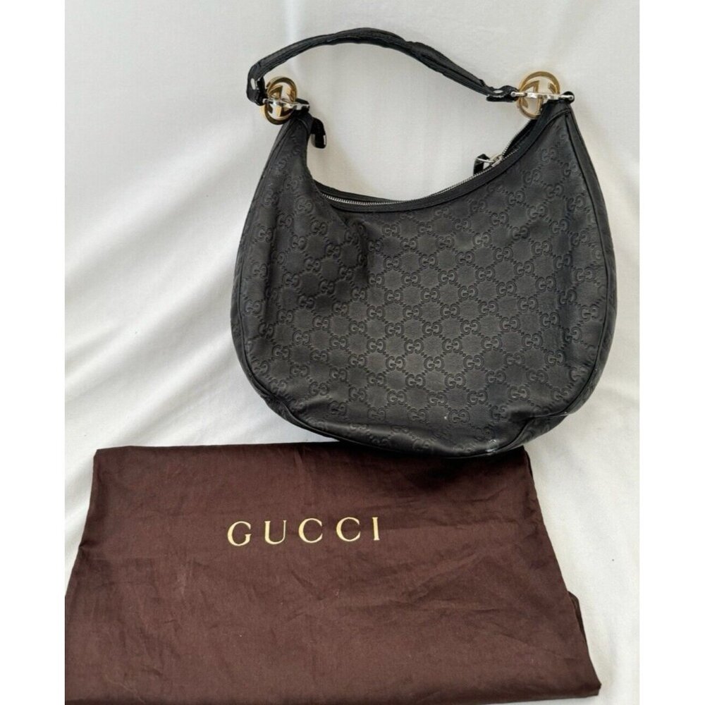 Gucci Guccissima Hobo GG Leather Twins Medium Shoulder Bag Brown